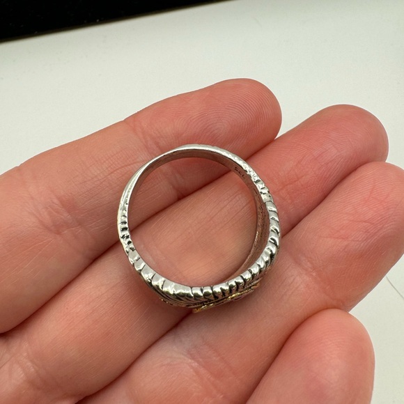 New Two Toned 925 Stamped Silver -Gold Color Native American Head Design Ring - Picture 11 of 16